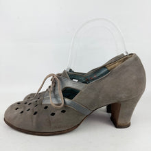 Load image into Gallery viewer, Original 1940’s Grey Suede and Leather Lace-up Shoes - UK 5 or 5.5
