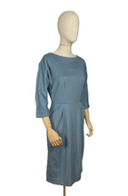 Load image into Gallery viewer, Original 1950&#39;s Blue Wool Wiggle Dress with Pockets by John Crowther - Bust 36 *
