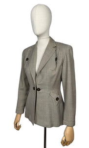 Original Late 1940's Two Tone Brown Edge to Edge Jacket with Double Button Closure by Jaunty Junior - Bust 36 37 - AS IS