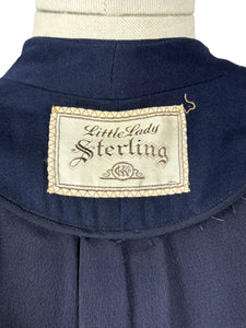 Original 1940's Navy Blue Medium Weight Wool Coat with Soutache Detail - Bust 38 40