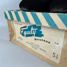 Load image into Gallery viewer, Original 1940's 1950's Inky Astrakhan Trimmed Suede Boots with Zips - Uk 5 or 5.5
