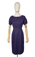 Load image into Gallery viewer, Original 1950&#39;s Purple and Black Wool Check Wiggle Dress - Bust 34 36
