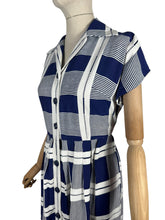 Load image into Gallery viewer, Original 1950's Peggy Page Navy and White Check Day Dress - Bust 36 37 *

