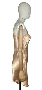 Original 1940’s CC41 Peach Coloured Satin Step In with Embroidery - Bust 34” *