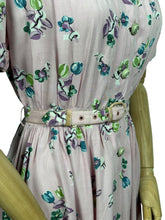 Load image into Gallery viewer, RESERVED FOR KAT Original 1940&#39;s CC41 Pink, Green, Blue and White Floral Cotton Belted Day Dress - Bust 36
