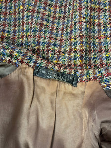 Original 1930's Single Breasted Walking Suit in Brown, Red, Green, Blue and Mustard Tweed - Bust 38