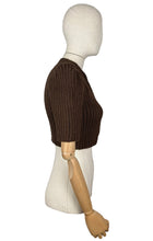 Load image into Gallery viewer, 1940&#39;s Reproduction Hand Knitted Bolero in Dark Brown Acrylic - B34 36 38 40
