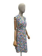 Load image into Gallery viewer, Original 1940's Hawkins of Preston Apron - Blue, Red, Green and Pink Floral - Bust 34 36
