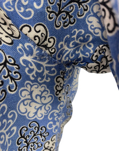 Original 1940's CC41 Heavy Linen Day Dress in Blue, Black and White - Bust 34