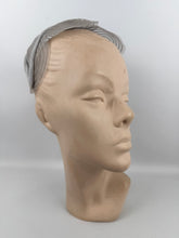 Load image into Gallery viewer, Original 1950&#39;s Pale Grey Nylon and Velvet Half Hat with Bow

