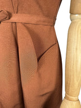 Load image into Gallery viewer, Original 1950's Rust Grosgrain Belted Day Dress - Bust 34
