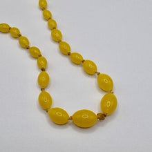 Load image into Gallery viewer, Original Art Deco 1930&#39;s Yellow Uranium Satin Glass Graduated Bead Necklace
