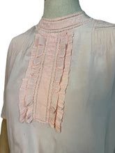 Load image into Gallery viewer, Original 1940&#39;s 11011 Flesh Coloured Silk Button Back Blouse with Jabot Front - Bust 36 38
