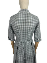 Load image into Gallery viewer, Original 1950&#39;s Blue, Black and White Check Dress with Lace Trim - Bust 34 35 *
