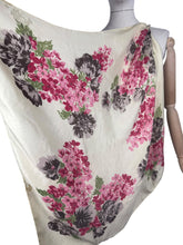 Load image into Gallery viewer, Original 1940's 1950’s Jacqmar Pure Silk Scarf with Pretty Floral Print in Pink, Green and Brown on a Yellow Base
