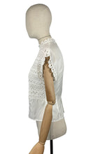 Load image into Gallery viewer, Original 1950's White Nylon Button Back Blouse by Top Town - Bust 34
