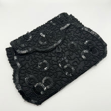 Load image into Gallery viewer, Original 1930&#39;s 1940&#39;s Black Beaded and Sequin Evening Purse - Sweet Little Bag
