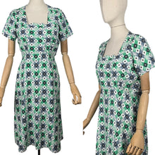 Load image into Gallery viewer, Original 1930's 1940's Green, Grey, White and Black Check Dress - Bust 36
