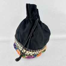 Load image into Gallery viewer, Antique Early 20th Century Black Embroidered Drawstring Bag - 1910 1920
