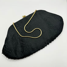 Load image into Gallery viewer, Vintage Black Beaded and Sequined Evening Bag With Snake Chain Handle and Kissing Clasp
