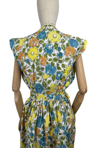 Original 1950's Floral Cotton Belted Summer Dress with Matching Bolero - Bust 34 35 36 *