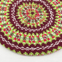 Load image into Gallery viewer, Reproduction 1940&#39;s Pure Wool Fair Isle Beret in Burgundy and Green - Wonderful Design Featuring Six Different Colours *
