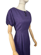 Load image into Gallery viewer, Original 1950&#39;s Purple and Black Wool Check Wiggle Dress - Bust 34 36
