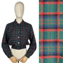 Load image into Gallery viewer, Original 1950&#39;s Bobbie Brooks Green, Red, Blue and Black Plaid Cropped Jacket with Pockets - Bust 36 38
