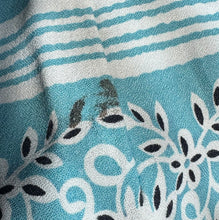 Load image into Gallery viewer, Original 1940&#39;s 1950&#39;s Blue, White and Black Stripe Cotton Floral Day Dress - Bust 36

