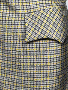 RESERVED FOR KELLY - DO NOT BUY Original 1940's Grey and Yellow Check Jacket with Fabulous Pocket Detail by Brenner Sports - Bust 38