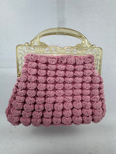 Load image into Gallery viewer, Original 1940's Pink Crochet Bag with Early Plastic Frame
