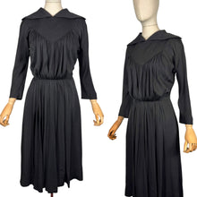 Load image into Gallery viewer, Original 1950's Heavy Black Silk Long Sleeved Dress with Pockets - Bust 34
