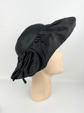 Load image into Gallery viewer, Original 1940&#39;s Black Straw and Grosgrain Hat with Bow Trim by BEST &amp; CO, New York
