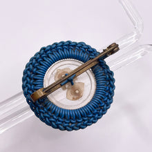 Load image into Gallery viewer, Original 1940&#39;s Blue and White Wartime Make Do and Mend Wire Brooch with Cameo Button Middle *
