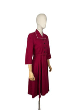 Load image into Gallery viewer, Original 1940’s Rich Red Wool Belted Day Dress with White Trim - Bust 34 36
