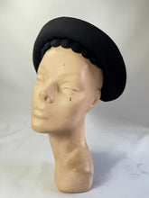 Load image into Gallery viewer, Original 1930's Black Hat with Swirl Trim Detail and High Brim *
