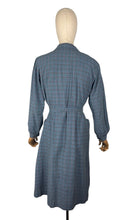 Load image into Gallery viewer, Original 1940’s 1950's Blue, Red, Pink and Green Plaid Cotton Long Sleeved Belted Chore Dress with Pockets - Bust 38
