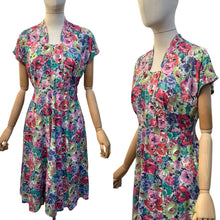 Load image into Gallery viewer, Original 1940’s Painterly Floral Dress - Petite Length - Bust 34

