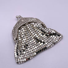 Load image into Gallery viewer, Original Teeny Vintage Silver Metal Mesh Coin Purse with Embossed Frame
