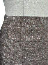 Load image into Gallery viewer, Original 1940&#39;s Brown and White Tweed Pleated Skirt with Pocket - Waist 26&quot;
