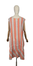 Load image into Gallery viewer, Original 1920&#39;s Volup Stripe Cotton and Lace Dress in White, Black and Orange - Bust 46
