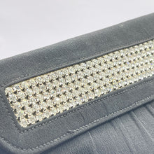 Load image into Gallery viewer, Original 1950&#39;s Black Crepe Clutch Bag with Clear Claw Set Paste Trim by RFC *
