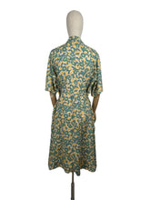 Load image into Gallery viewer, Original 1940&#39;s Volup Linen Day Dress in Yellow, Blue, Green and White - Bust 42 44 *
