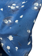 Load image into Gallery viewer, Original 1950's Blue Silk Wiggle Dress with Floral Print in White and Black - Bust 36 *
