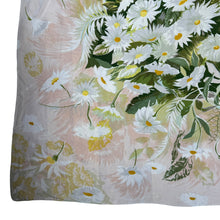 Load image into Gallery viewer, Original 1950’s Jacqmar Pure Silk Scarf with Marguerite Daisies in Blush, Green and White
