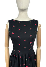 Load image into Gallery viewer, Original 1950&#39;s SABA Jrs of California Black Backless Dress with Rose Embroidery - Bust 34 *
