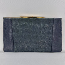 Load image into Gallery viewer, Original 1930&#39;s Midnight Blue and Bottle Green Textured Leather Clutch
