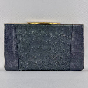 Original 1930's Midnight Blue and Bottle Green Textured Leather Clutch