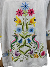 Load image into Gallery viewer, Vintage 1960's 1970's Thick Cotton Artist's Smock with Vibrant Floral Embroidery - Bust 38 40
