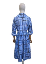 Load image into Gallery viewer, Original 1950’s Blue and White Cotton Day Dress with Double Collar - Bust 38
